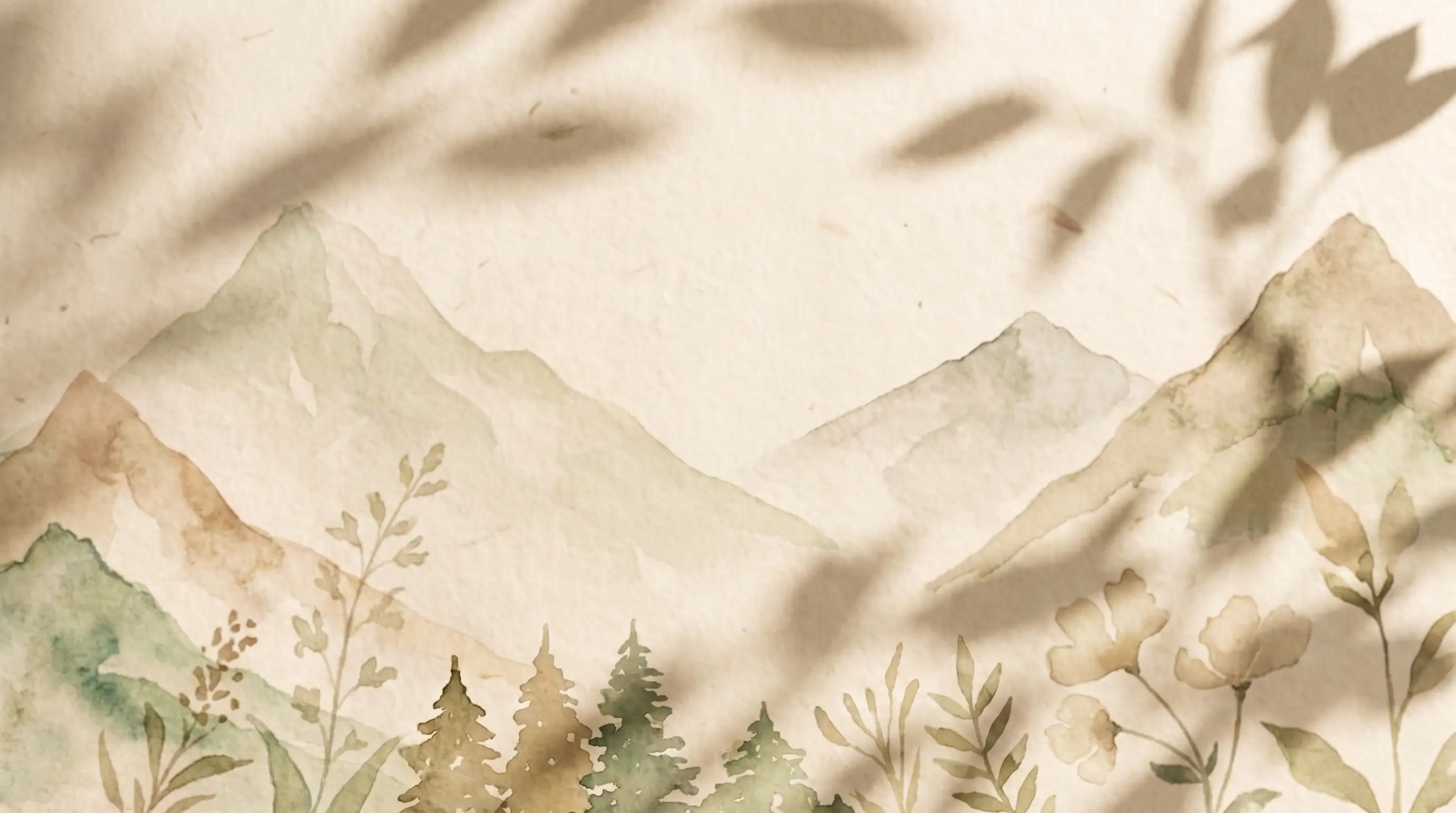 Watercolour illustration of hills at dawn